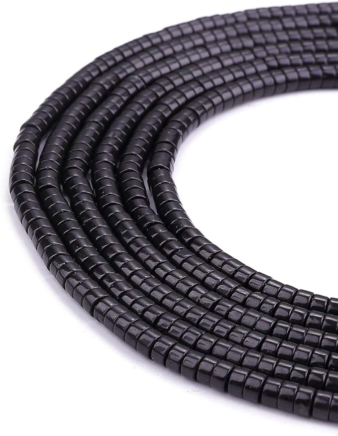 Natural Black Onyx Spacer Beads Caps Loose Semi Gemstone for Beading Jewelry Making 4mmx2mm 38cm