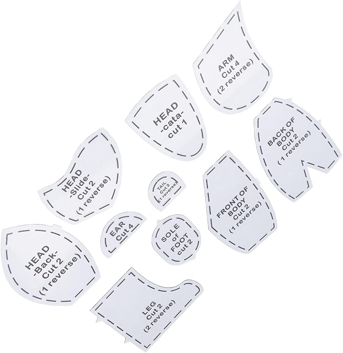 10inch Acrylic Memory Bear Template Ruler Set,Beginners Friendly Memory Bear Sewing Patterns,Memory Bear Patterns Templates for Sewing