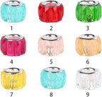 100 Pieces 14mm European Large Hole Spacer Beads Mix Color with Silver Brass Cores Assortments Charm Lampwork Beads Supplies for Necklace Bracelets Jewelry Making (Baguette Diamonds)