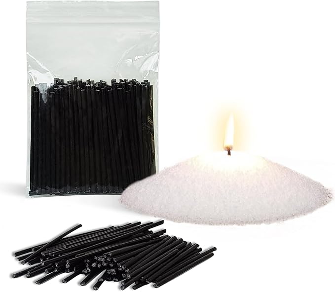 Pearled Candle Cotton Wicks 50-Pack for Sand Candles Making - 2Inch Metal-Free and Lead-Free Refill Sand Wax Wick for Candle Making DIY (Black)