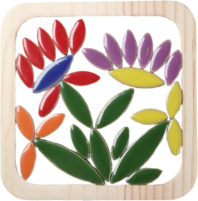 VerzTile Mosaic Tiles for Crafts - Petal Shaped Ceramic Tile Craft Hobbies & Art Projects 39 Color Options Endless Creativity DIY Design (Red & Oranges Mix)