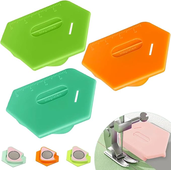 3 PCS Magnetic Seam Guide for Sewing Machine, 2025 Upgraded Multifunctional Polygonal Hemmer Seam Guide with Scale, Sewing Accessories Supplies Tool
