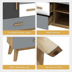 Giantex Free-Standing Floor Storage Cabinet with 2 Doors, 3 Drawers, Adjustable Shelf, Multifunctional Accent Dresser for Living Room, Entryway, 47 Inch Kitchen Sideboard