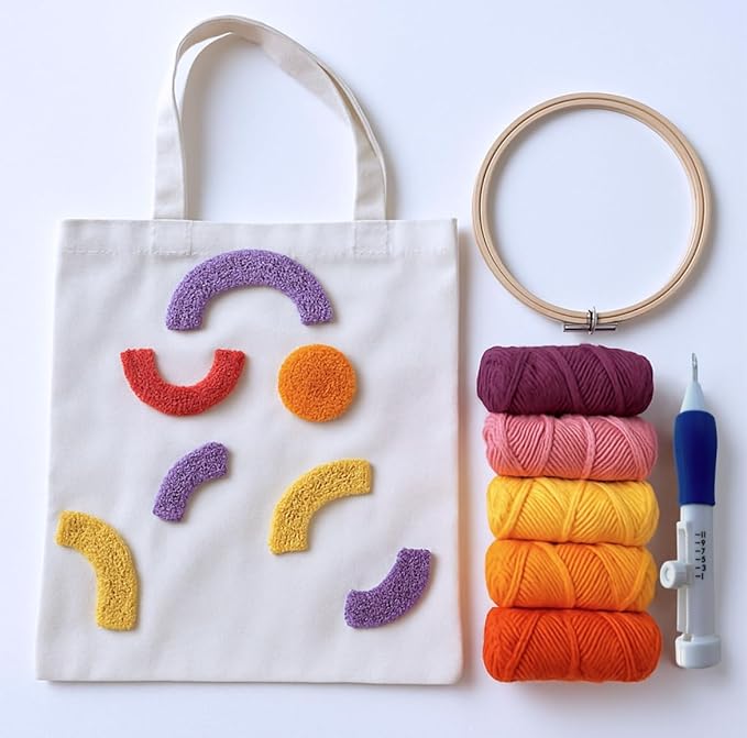 EMELINE'S HOME Punch Needle Kit - Punch Needle Kits Adults Beginner - DIY Punch Stitching Tote Bag