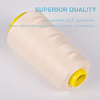 Ivory Serger Thread, All-Purpose Thread for Sewing, Polyester, 4 Cones of 3000 Yards Each Spool for Sewing Machine