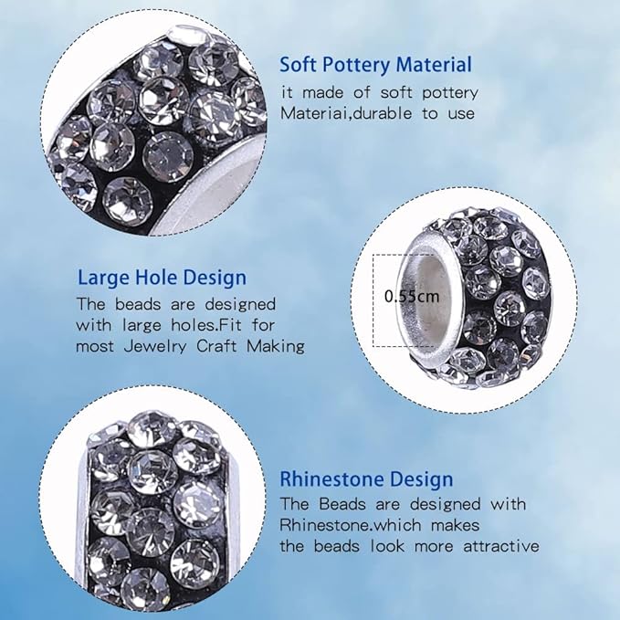 AIPRIDY European Large Hole Beads, Colorful Glass Charm Beads Set, Assorted Patterns and Designs (red+Green+lenmon)