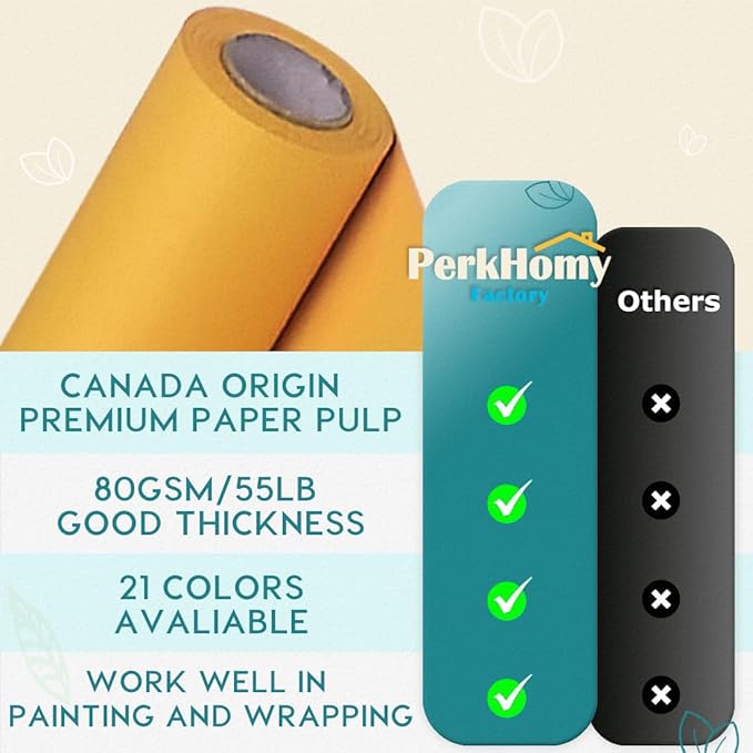 SMART&CASUAL 15" x 450" (37.5') Kraft Paper Roll for Art Craft Supplies Gift Wrapping Moving Packing Kids Painting Drawing Paint Easel Poster Chart Paper (Orange, 15" W x 450" L (37.5'))