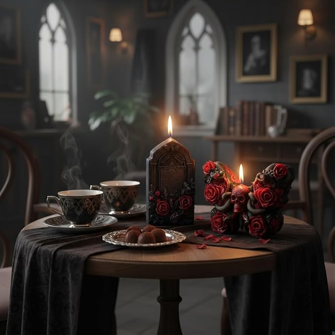 Snake Skull Silicone Mold, Cylinder Candle Mold with Coiling Snake for Halloween Candle Making, Resin, Clay Craft, Aromatherapy Gypsum, Home Decor (Rose & Skull)