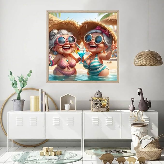 Old Girlfriend Diamond Painting Kits for Adults, 5D Diamond Art Painting by Numbers Kits, DIY Diamond Dots Art Kits, Full Round Drill Diamond Art Kits for Adults for Home Wall Decor, 14x14 inch