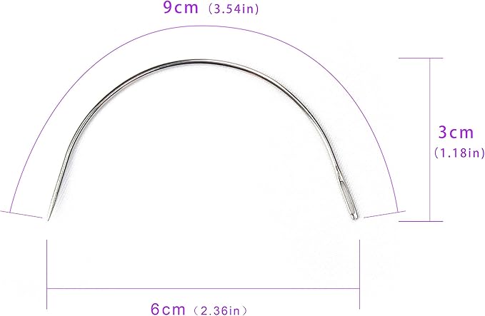 Ryalan Weaving Needle Combo Deal 3 Thread with Needle for Making Wig Sewing Hair Weft Hair Weave Big Medium and Small C Shape Curved Needle with J I Needle (10 Needle, 3 Thread Black, Brown, Blonde)