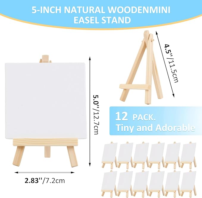 100 Pcs 5 Inch Mini Wood Display Easel, Small Wooden Easel Stand Art Craft Painting Triangle Stand Canvas Holder for Card Artist Photos Tabletop
