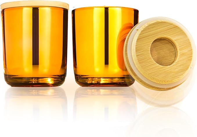 Aroparc Candle Jar, 12 Pack 10oz Candle Jars with Lids Tumbler Jar for Candle Making Supplies (Amber)