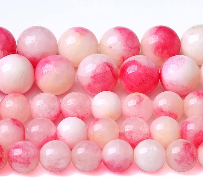 6MM 60PCS Pink Tourmaline Jade Stone Beads for Jewelry Making DIY Bracelet Necklace 15"