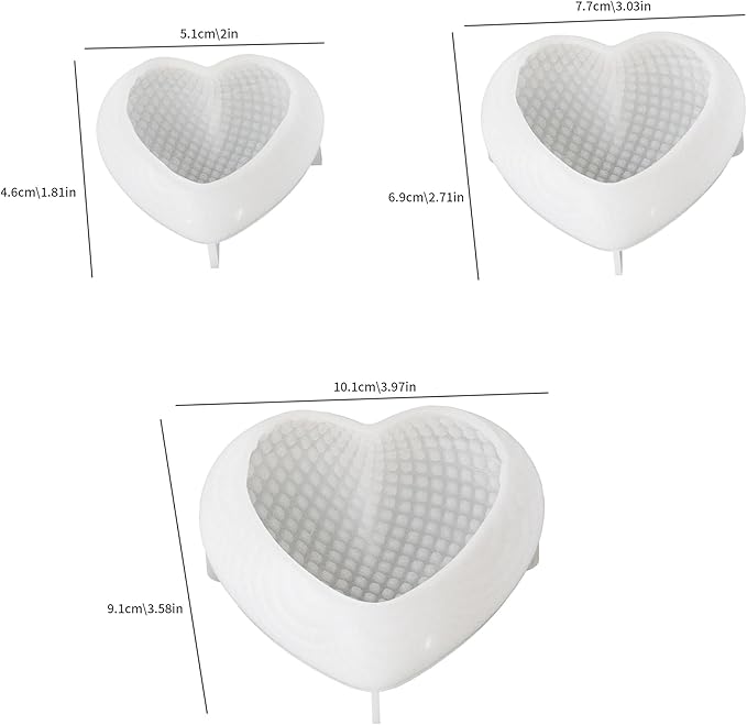 3 Pack Heart Candle Molds Love Resin Mold - Resin Casting Silicone Molds for Home Decor & Candle Making Wave Spiral Mold