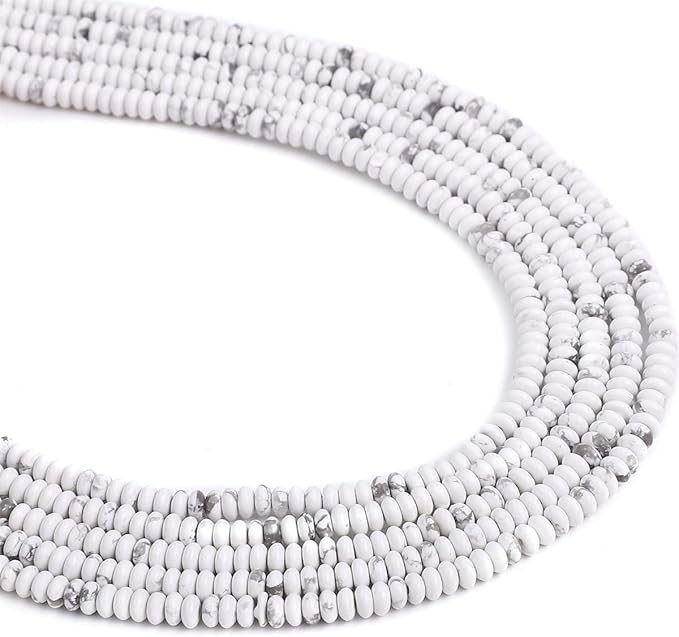 Natural White Howlite Spacer Beads Caps Rondelle Disk Loose Beads for Beading Jewelry Making 4mmx2mm 38cm