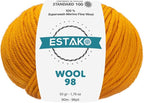 Estako Wool 98 100% Superwash Merino Wool Medium Worsted Weight Soft Knitting and Crochet Yarn 1.76 oz (50gr) 98 yds (90 m) (6367 - Mustard)