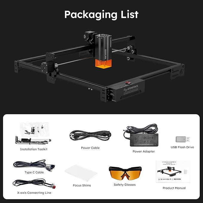 ATOMSTACK 20W Laser Engraver, A20 PRO V2 Laser Cutter, High Accuracy Laser Engraving Machine for Personalized Gifts, Business Cards, Wood, Metal, Acrylic, Leather