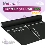 SMART&CASUAL 15" x 450" (37.5') Kraft Paper Roll for Art Craft Supplies Gift Wrapping Moving Packing Kids Painting Drawing Paint Easel Poster Chart Paper (Black, 15" W x 450" L (37.5'))