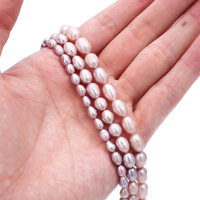 Natural Pearl Beads Rice 4-5mm Purple Freshwater Cultured Loose Gemstone Beads for DIY Jewelry Making 13.8''/Strand