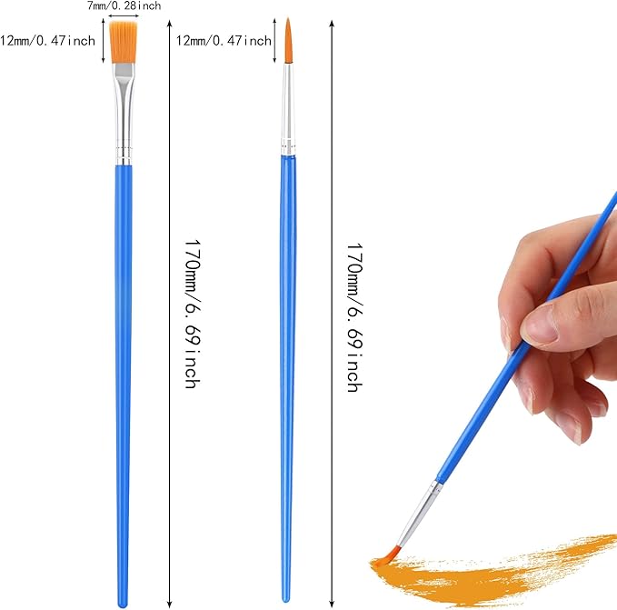 100 Pcs Paint Brushes Round Flat Small Brush Bulk for Detail Painting