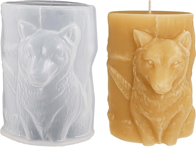 Wolf Cylinder Animal Resin Casting Silicone Mold for Home Decor & Candle Making Wave Spiral Mold