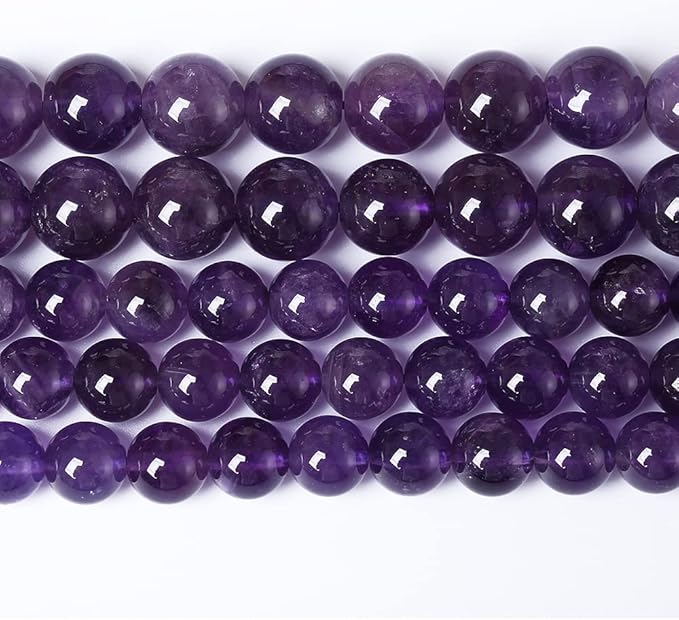 72PCS 10mm Natural Amethyst AAAAA Purple Crystal Quartz Beads Gemstones Round Stone Beads for Jewelry Making DIY Bracelet Necklace 2 Strand 32"