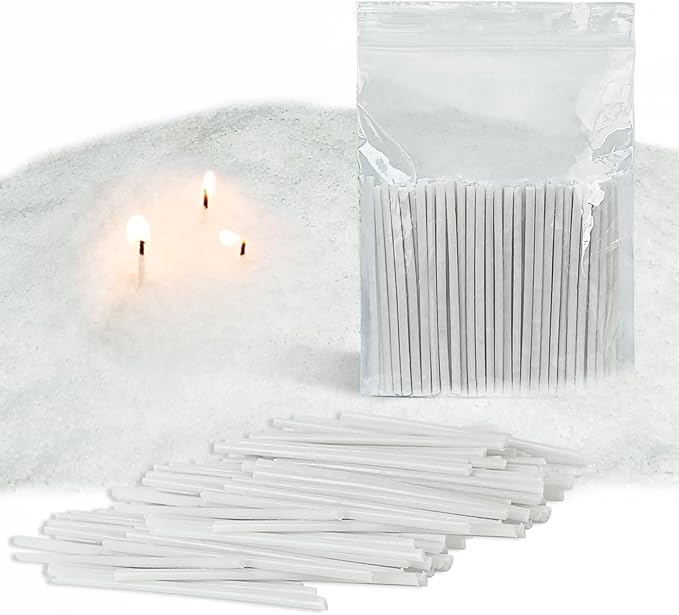 100-Pack Pearled Candle Cotton Wicks for Sand Candles Making - 2 Inch MANNYCOM Metal-Free and Lead-Free Refill Sand Wax Wick for Making DIY (White)