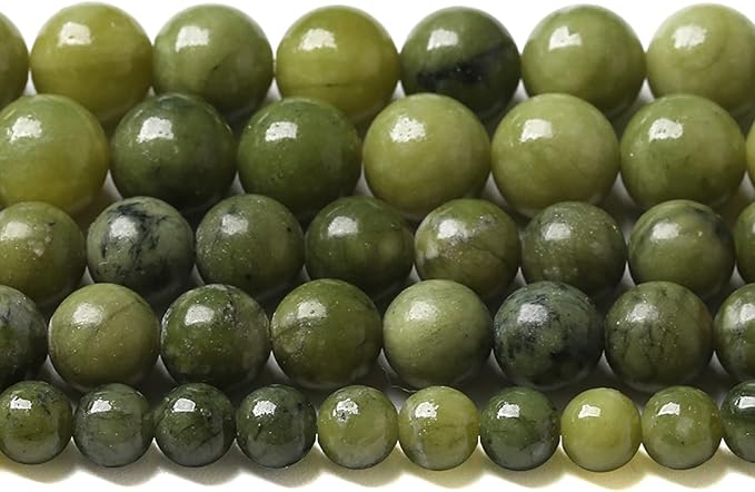90PCS 8MM Natural Stone Chinese Green Jade Loose Beads for Jewelry Making DIY Bracelet Necklace