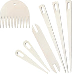 7 Pcs Wood Hand Loom Stick Set, Weaving Tools with 5 Wooden Weaving Crochet Needles, 1 Wooden Shuttle and Wood Weavings Comb for Knitted DIY Crafts Supplies