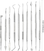 TOVOT 10PCS Stainless Steel Clay Sculpting Tools Metal Sculpting Tools Double-Side Clay Modeling Tools Wax Carving Tools (Silver-2)