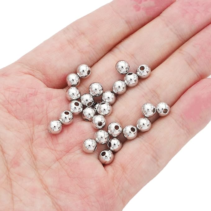Platinum Plated Round Spacer Beads 6mm 30pcs for Jewelry Making Findings Non Tarnish