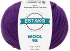 Estako Wool 98 100% Superwash Merino Wool Medium Worsted Weight Soft Knitting and Crochet Yarn 1.76 oz (50gr) 98 yds (90 m) (6385 - Purple)