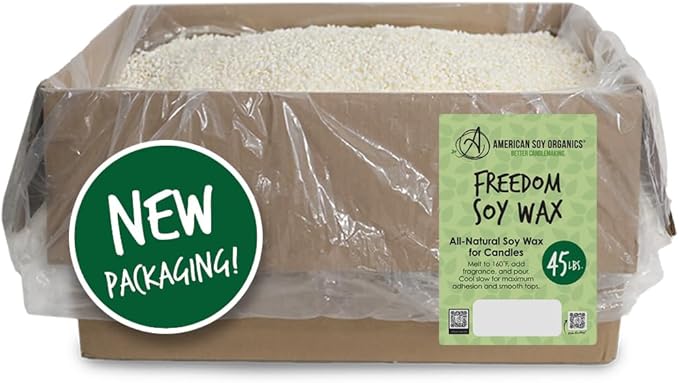American Soy Organics- 45 lb of Freedom Soy Wax Beads for Candle Making – Microwavable Soy Wax Beads – Premium Soy Candle Making Supplies