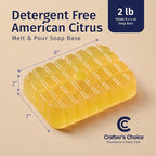 Crafter's Choice Detergent Free Melt and Pour Soap Base for Soap Making and DIY Crafting Projects, SLS/SLES Free, 2LB Block (American Citrus)