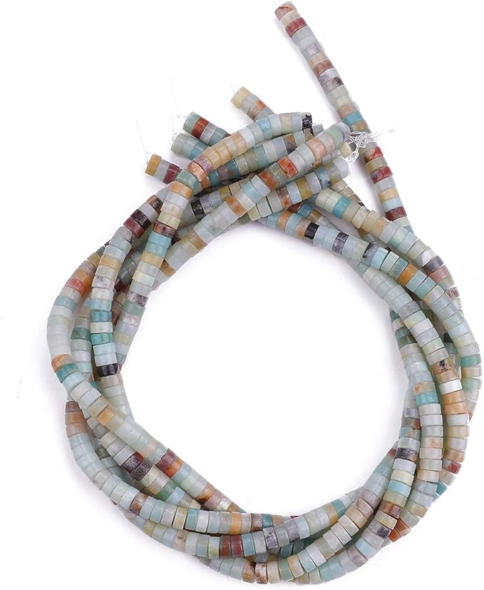 Natural Amazonite Spacer Beads Caps Loose Semi Gemstone for Beading Jewelry Making 6mmx3mm 38cm