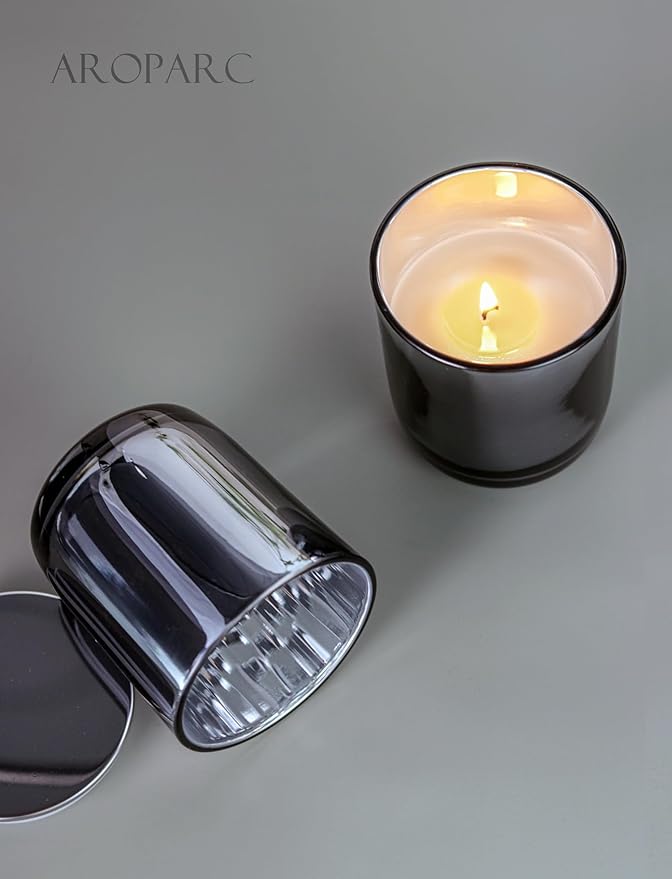 Aroparc Bulk Candle Jars with Lids, 10oz Elegant Candle Container for Candle Making 12 Pack Empty Candle Holder with Metal Lids Tumbler Jar Candle Tins Candle Making Supplies (Stainless Steels)