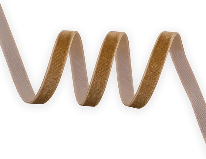 Nylon Khaki Velvet Ribbon Single Faced,3/8 Inch X 25 Yards Spool