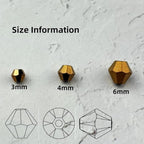 500pcs 3mm Bicone Glass Crystal Beads for Jewelry Making, Faceted Bicone Glass Spacer Beads for Bracelet Earring Necklace DIY Craft(Antique Brass)