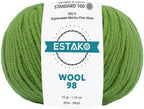 Estako Wool 98 100% Superwash Merino Wool Medium Worsted Weight Soft Knitting and Crochet Yarn 1.76 oz (50gr) 98 yds (90 m) (6371-Green)