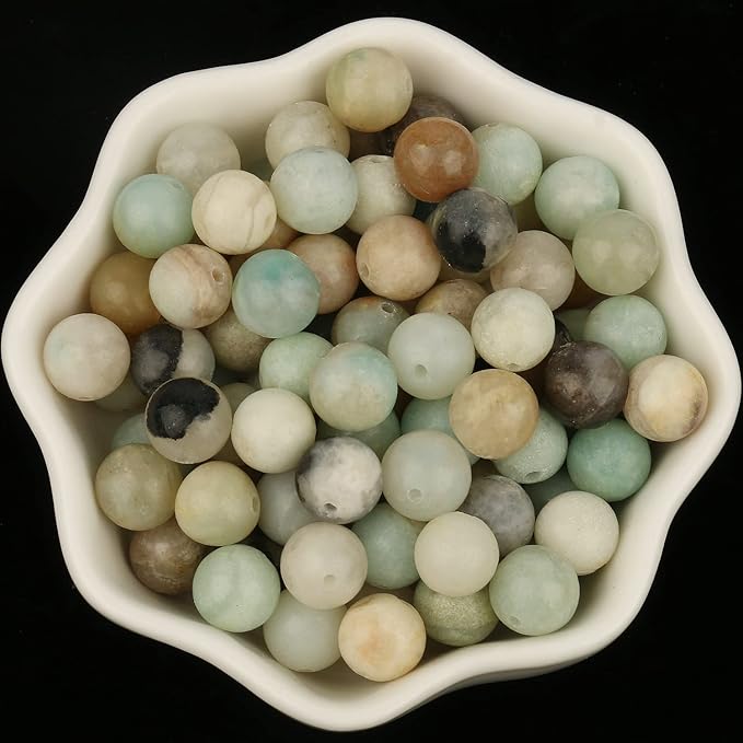 45pcs 8mm Natural Stone Beads Amazonite Beads Crystal Gemstone for Jewelry Making, DIY Bracelet Necklace