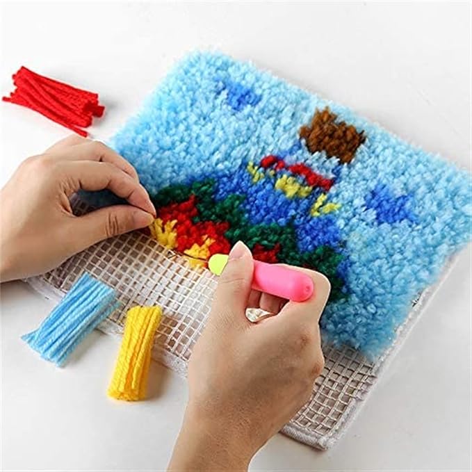 Ylkgogo Latch Hook Kits for Adults, Color Printed Canvas DIY Rug Crafts Arts Carpet for Home Decoration Festival Gift 20.5"X15" (Rose 02)