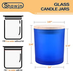 8 OZ Thick Candle Jars for Making Candles 15 Pcs, Empty Jars with Wood Lids for Candle Making, Sample Container, Frosted Blue