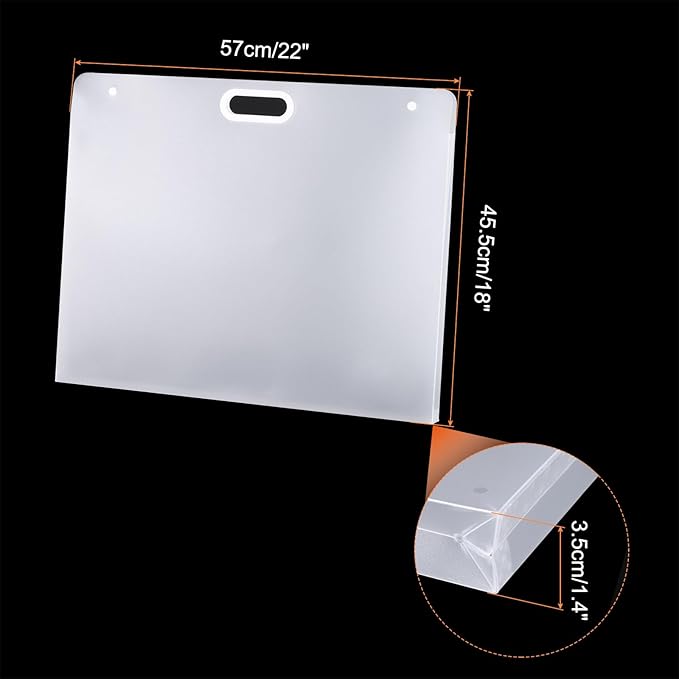 PATIKIL 22 x 18 Inch Plastic Art Portfolio, Large Art Storage Bag with Handles, Waterproof Folder Container for Artwork Drawing Sketch Poster Photography Diamond Painted, Clear White