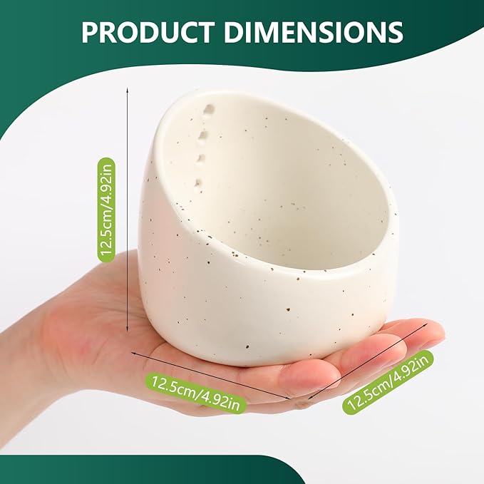 Pottery Herb Stripper Bowl, Handmade Ceramic Herb Peeling Bowl, for Separating Leaves and Stems (White)