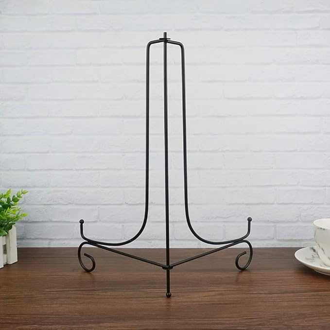 (2 pack)Iron Display Stand Large Black Iron Easel Plate Display Photo Holder Stand, Displays Picture Frames,Decorative Plates, Tablets and Art 15 Inch