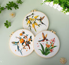 Konrisa 3 Pcs Hummingbird Flowers Embroidery Kits for Beginner, Cross Stitch Kit, DIY Sewing Practice Needlepoint Kits for Adults,Set of 3