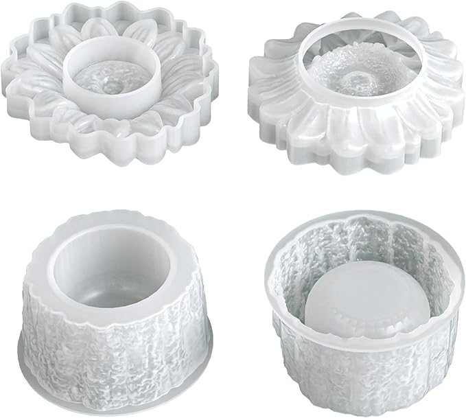 Sunflower Box Cylinder Candle & Resin Mold - Resin Casting Silicone Molds for Home Decor & Candle Making Wave Spiral Mold