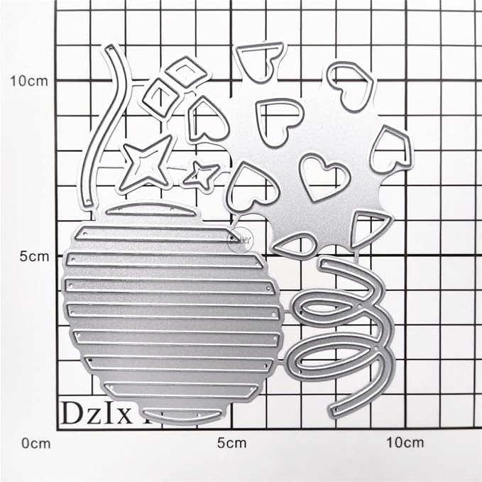 DzIxY Stars Heart Balloon Metal Cutting Dies for Card Making Kit Embossing Paper Die Cuts Scrapbook Machine Stencils Storage Pockets Supplies