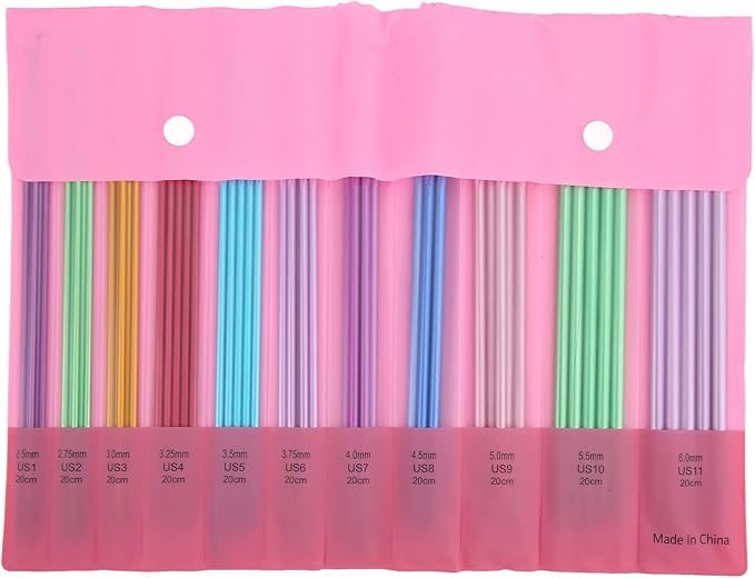 Knitting Needle Set, 55 Pcs 2.5mm-6.0mm Aluminum Double Pointed Ergonomic Design Knitting Needle Kit for Handmade DIY Knitting