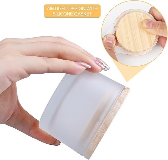 SHOWIN Thick Candle Jars for Making Candles 20 Pcs, 4 OZ Empty Jars with Wood Lids for Candle Making, Sample Container, Frosted White